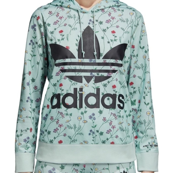 adidas trefoil floral hoodie